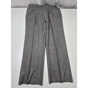 VTG John Alexander Dress Pants Mens 48x36 Gray Wool Pleated Plaid USA NWT
